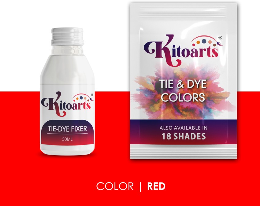 Kitoarts Red Dye for Clothes 50 Gm, Fixer 50 Ml, Fabric Dye  for Clothes Permanent - Powder Form, Permanent Dye